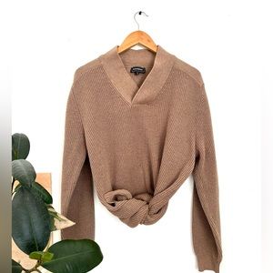 Vintage Express Tan Long Sleeve Oversized Ribbed Sweater